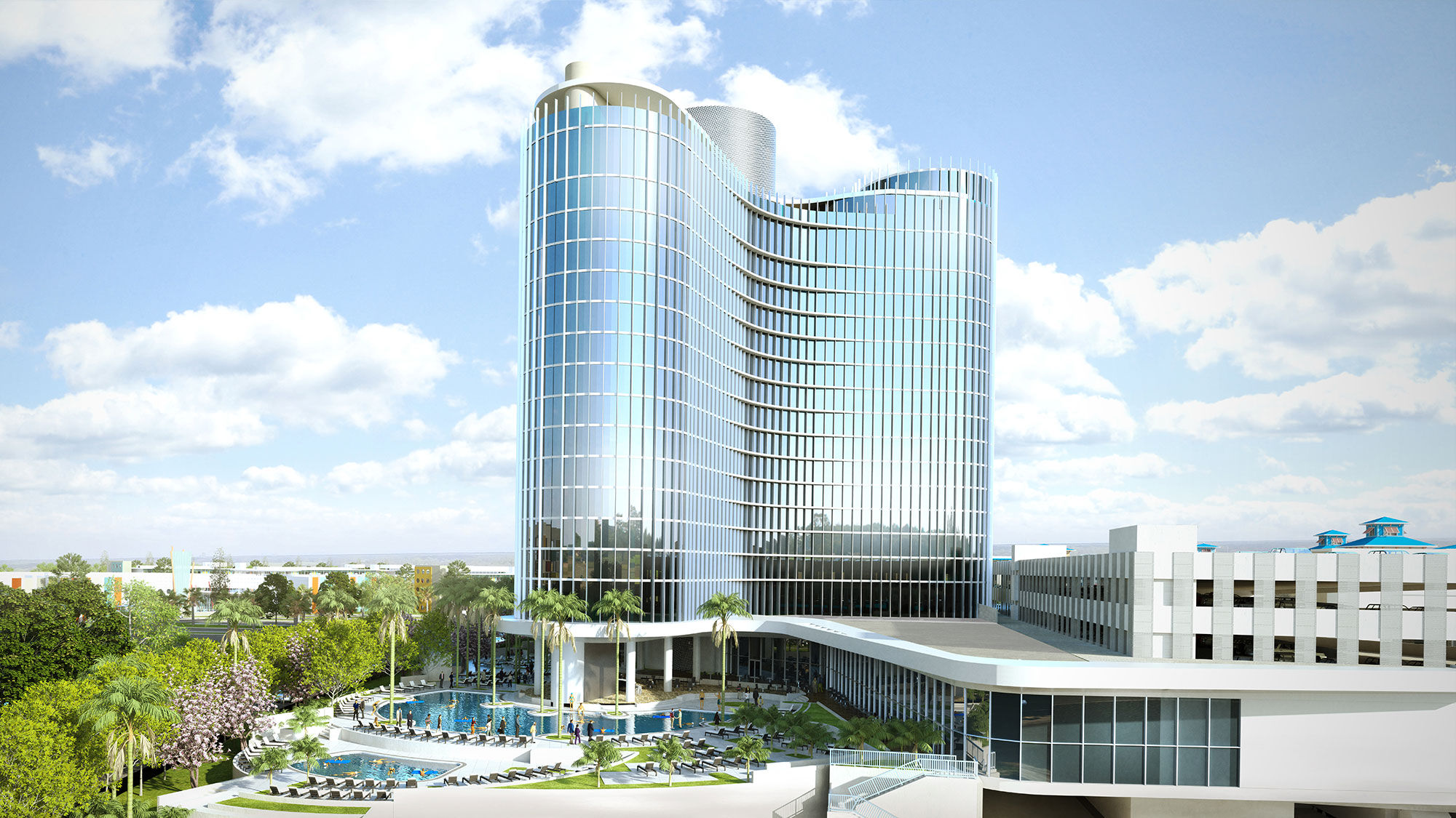 A rendering of the Aventura Hotel at Universal Orlando Resort, slated to open in August.