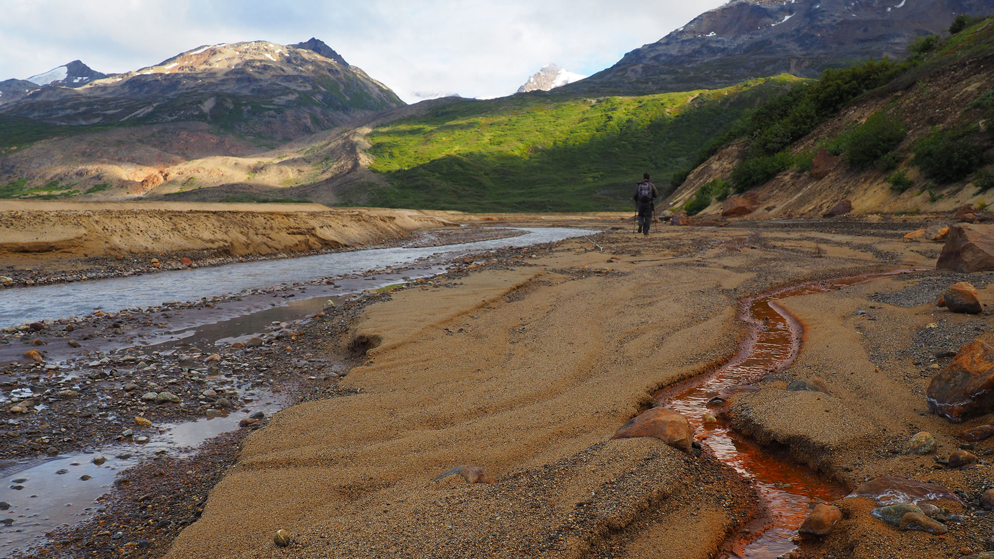 A hiker in Wrangell-St. Elias National Park.
