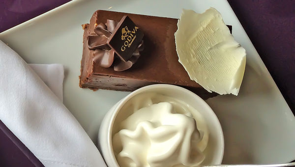 A Godiva chocolate dessert aboard Cunard Line's Queen Mary 2. A Godiva chocolate dessert aboard Cunard Line's Queen Mary 2.