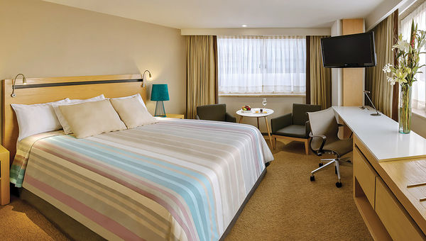 A suite at the Galeria Plaza Reforma, the recently renovated Brisas Group hotel in Mexico City.