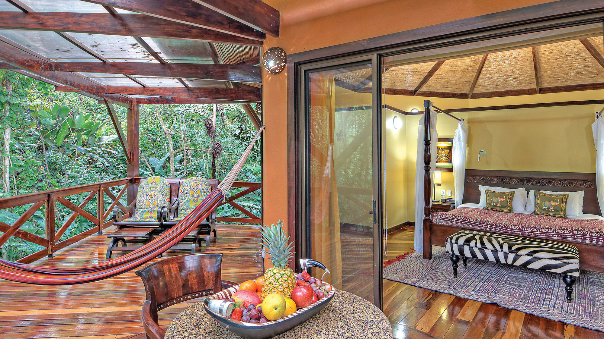 In addition to private pools, villas at Nayara Springs hotel feature enclosed terraces with sitting areas, daybeds and hammocks.