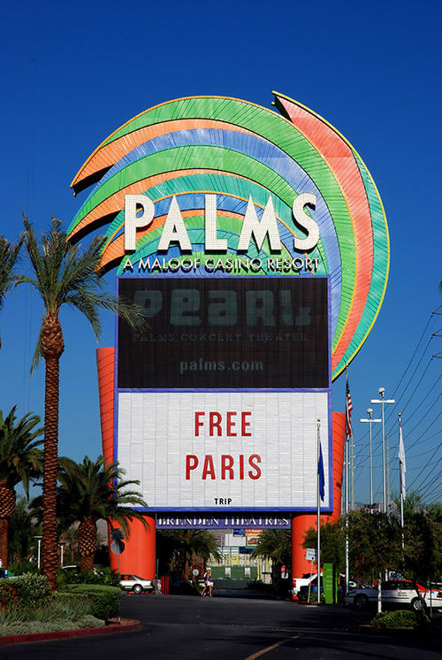 The Palms marquee came down last month to make way for a digital version as part of $485 million renovation of the resort. The Palms marquee came down last month to make way for a digital version as part of $485 million renovation of the resort.