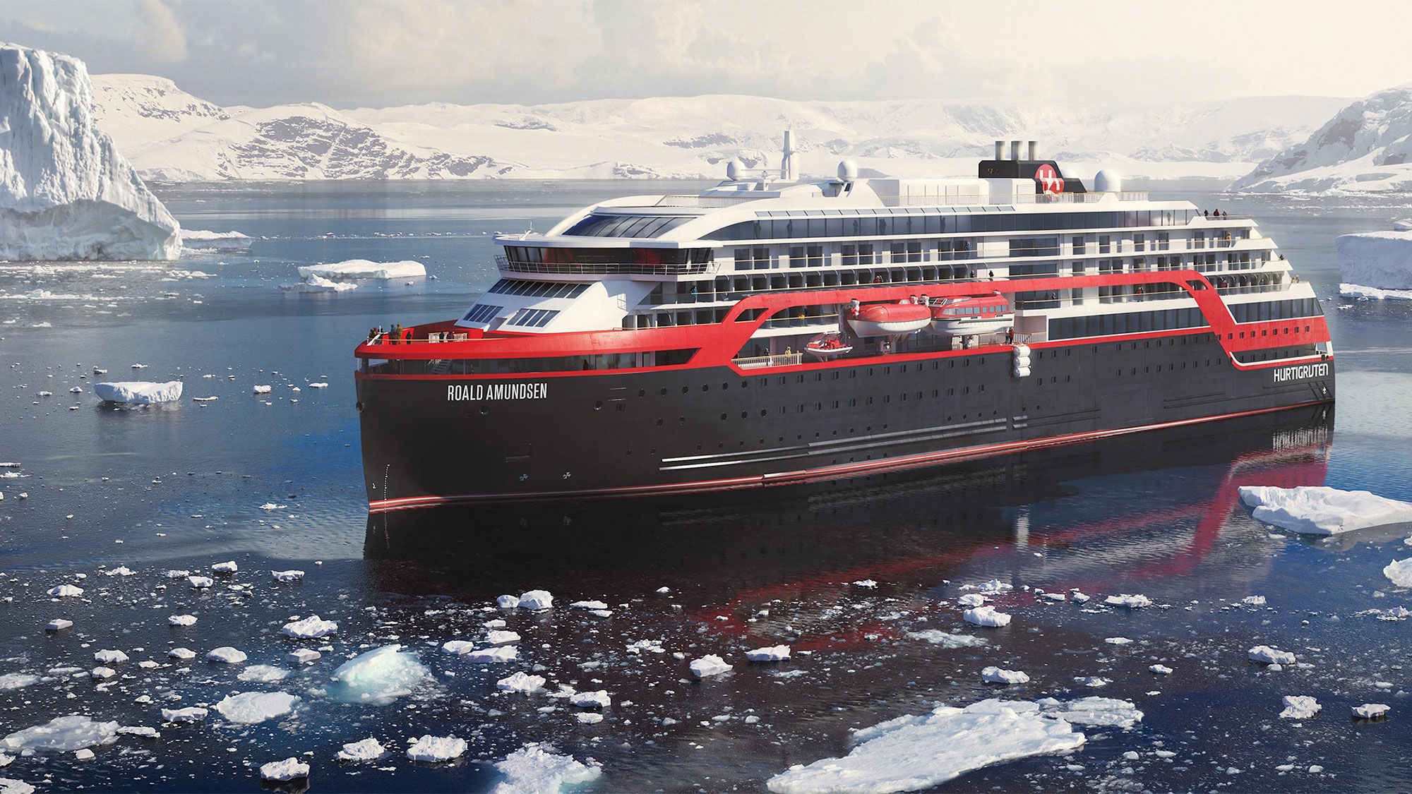 The Roald Amundsen will have racks of batteries large enough to fill two 600-square-foot rooms in the hull.