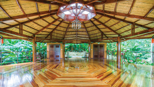 Yoga is offered daily at Nayara Springs’ octagonal, wooden pavilion.