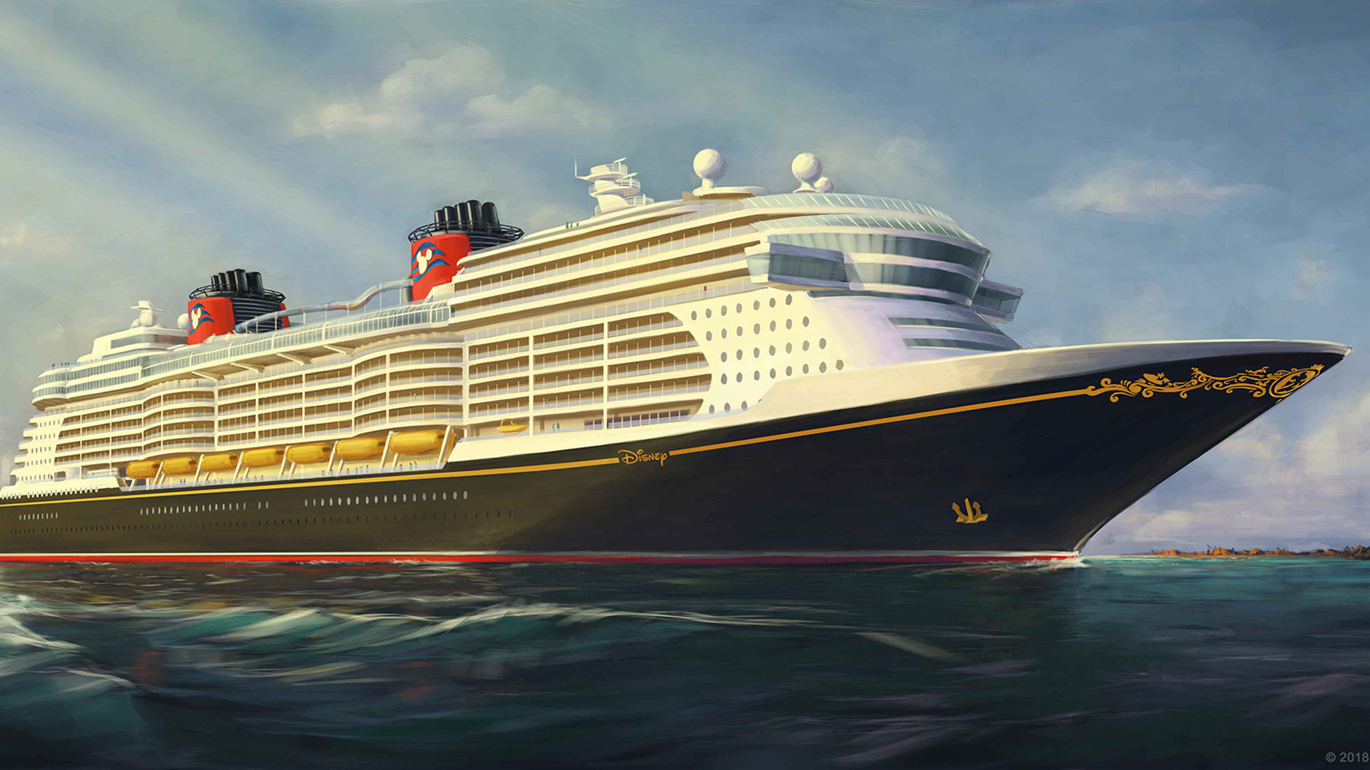 New ship exterior is classic Disney, with a few more curves