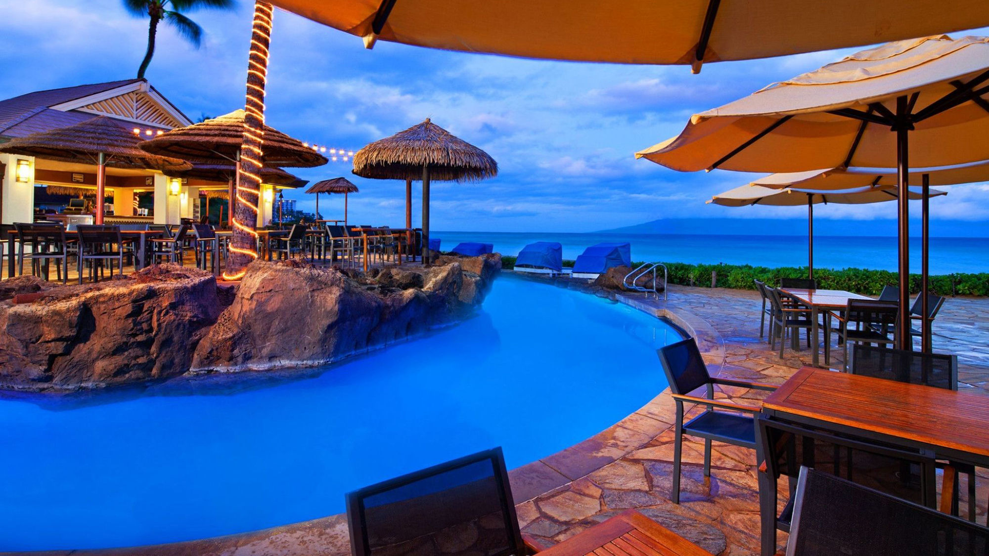 The Cliff Dive Grill, with a view of Puu Kekaa (Black Rock), now features a new menu of frozen cocktails.