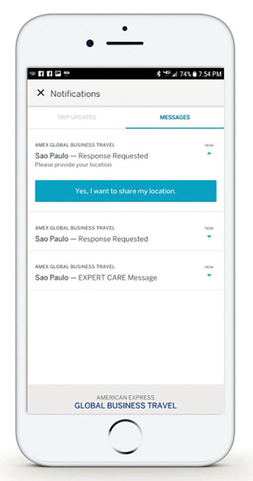 GBT’s app can request a traveler’s exact geocoordinates. GBT’s app can request a traveler’s exact geocoordinates.