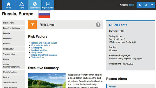 An example of Intelliguide’s country-specific information housed online. An example of Intelliguide’s country-specific information housed online.
