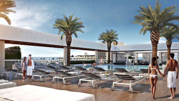 The pool deck at the Kimpton Angler's South Beach is just steps from the beach. The pool deck at the Kimpton Angler's South Beach is just steps from the beach.