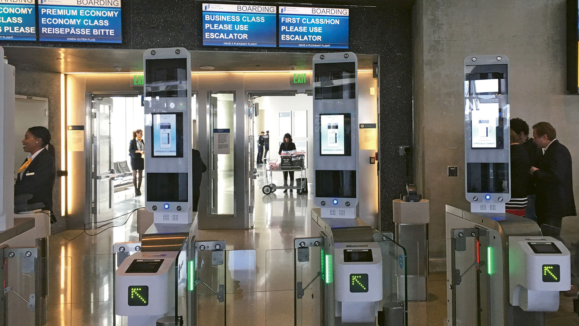 Lufthansa's biometrics trial lanes at LAX.