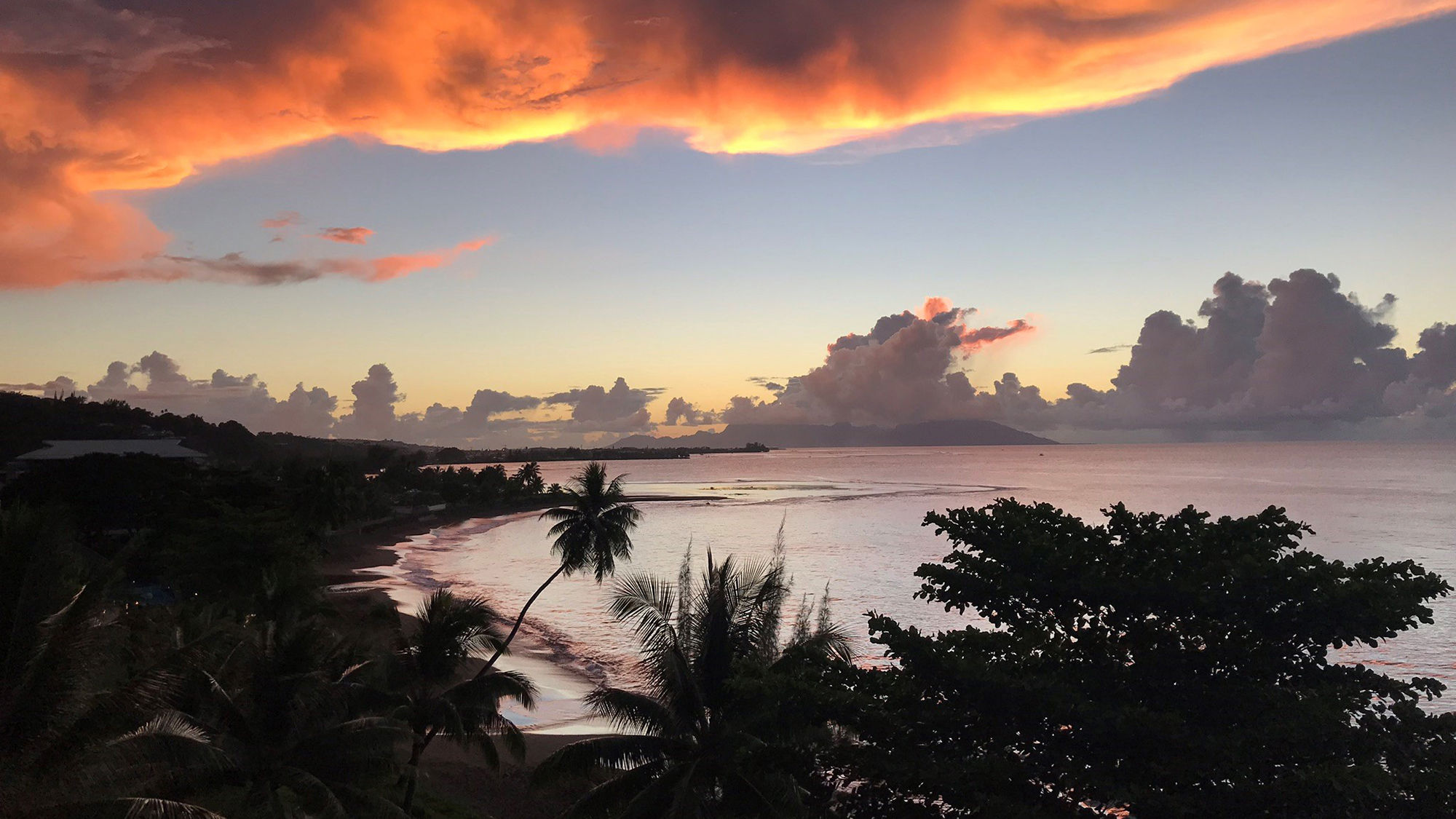 Tahitian sunset from the Tahiti Pearl Beach resort.