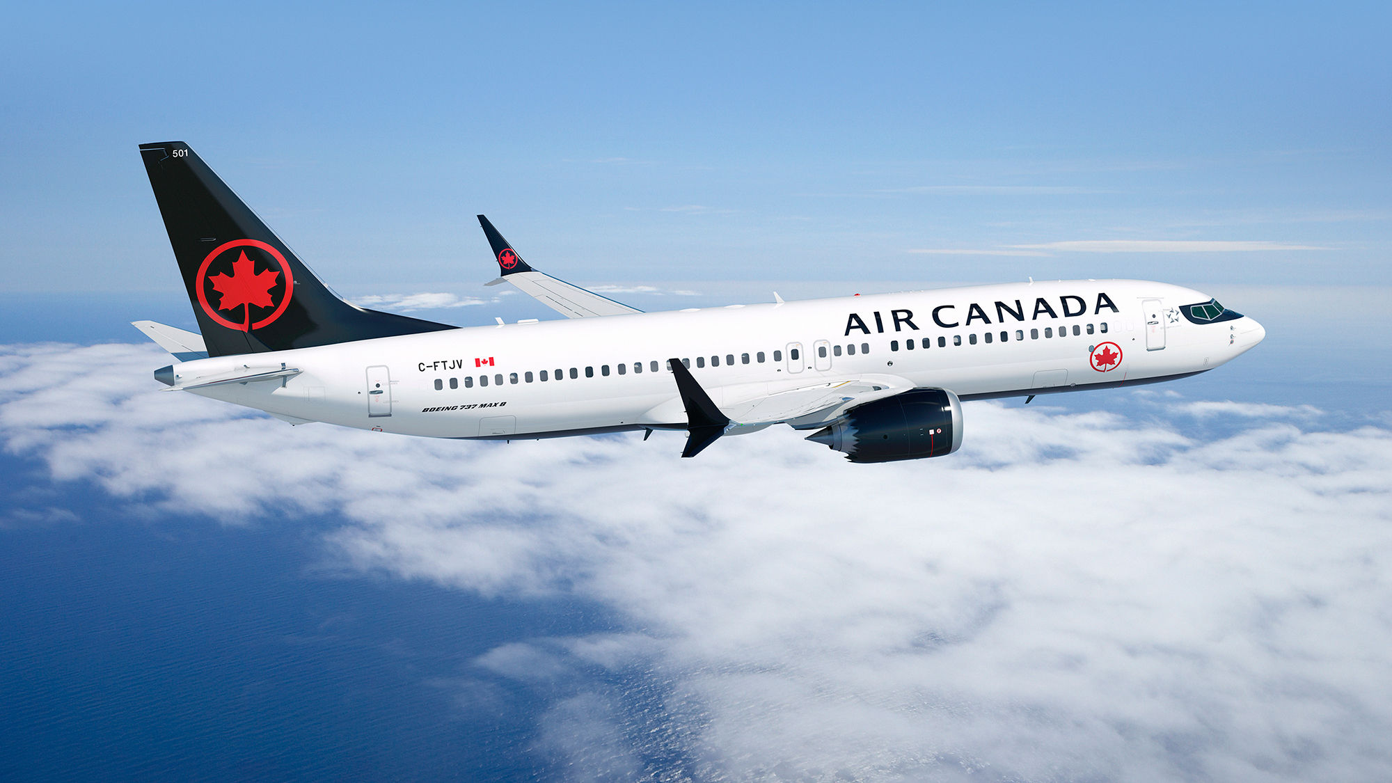 An Air Canada 737 Max 8 jet.