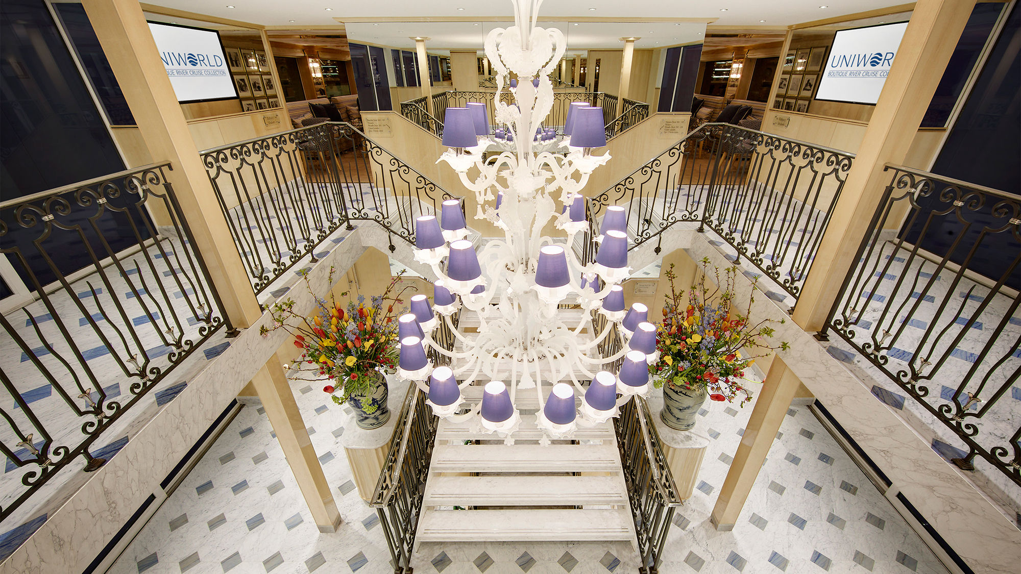 The River Beatrice's lobby staircase.