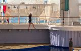 Like other Oasis-class ships, the Symphony has an aft AquaTheater, a feature unique to the class. Here, a show is being rehearsed by an aerialist.