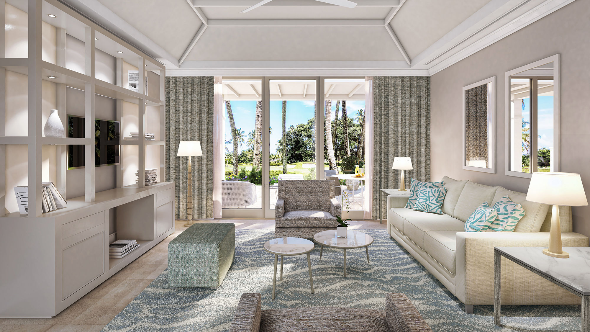 A beach suite living area at the St. Regis Bahia Beach Resort.