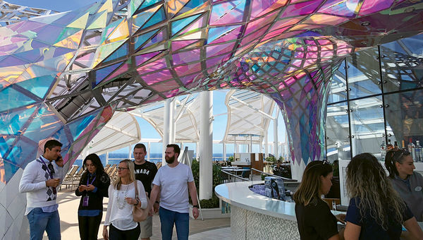 The Big Wonder art installation also serves as a canopy over a bar in the Solarium. The Big Wonder art installation also serves as a canopy over a bar in the Solarium.