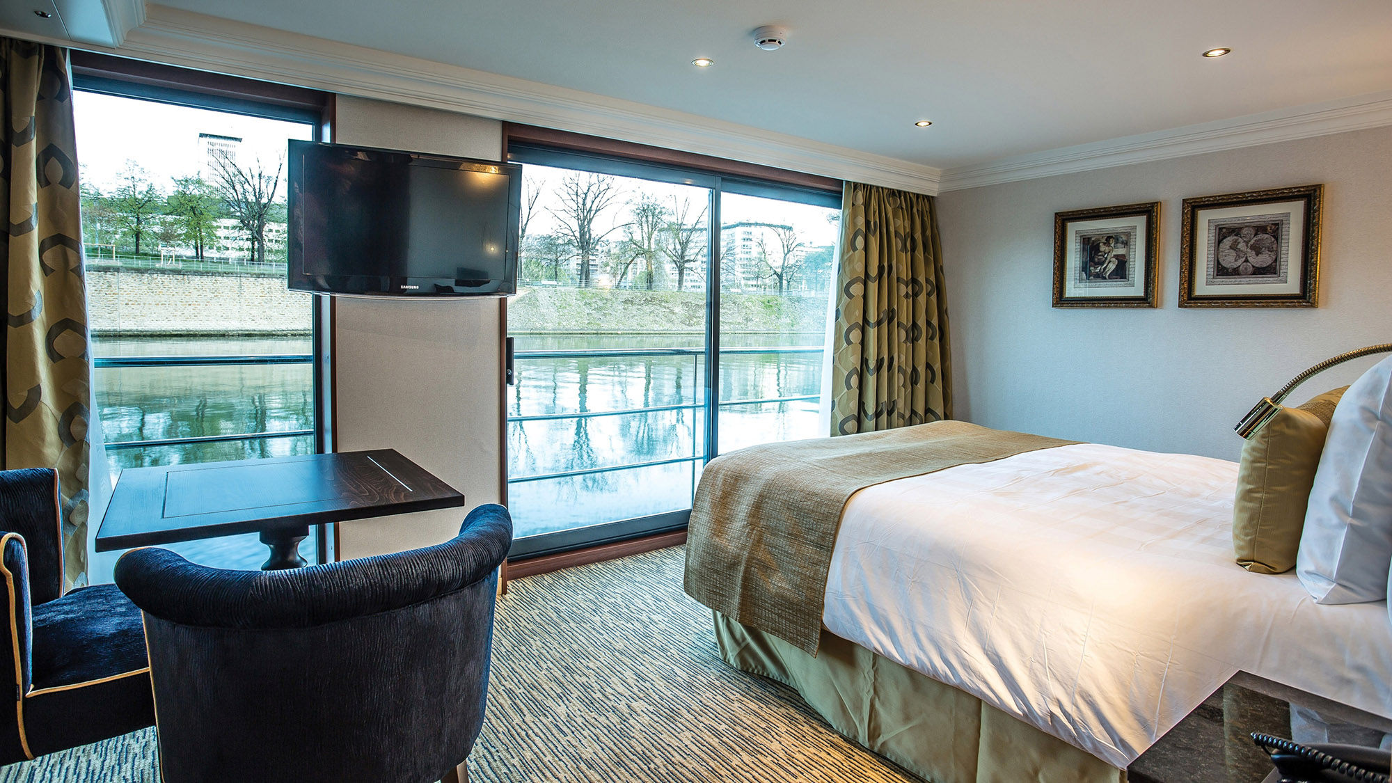 The new cabins on the Treasures and Esprit mimic cabins that were enhanced on Tauck's Sapphire river cruise vessel (pictured).