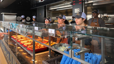 The outdoor serving station at Guy's Pig & Anchor Smokehouse/Brewhouse.