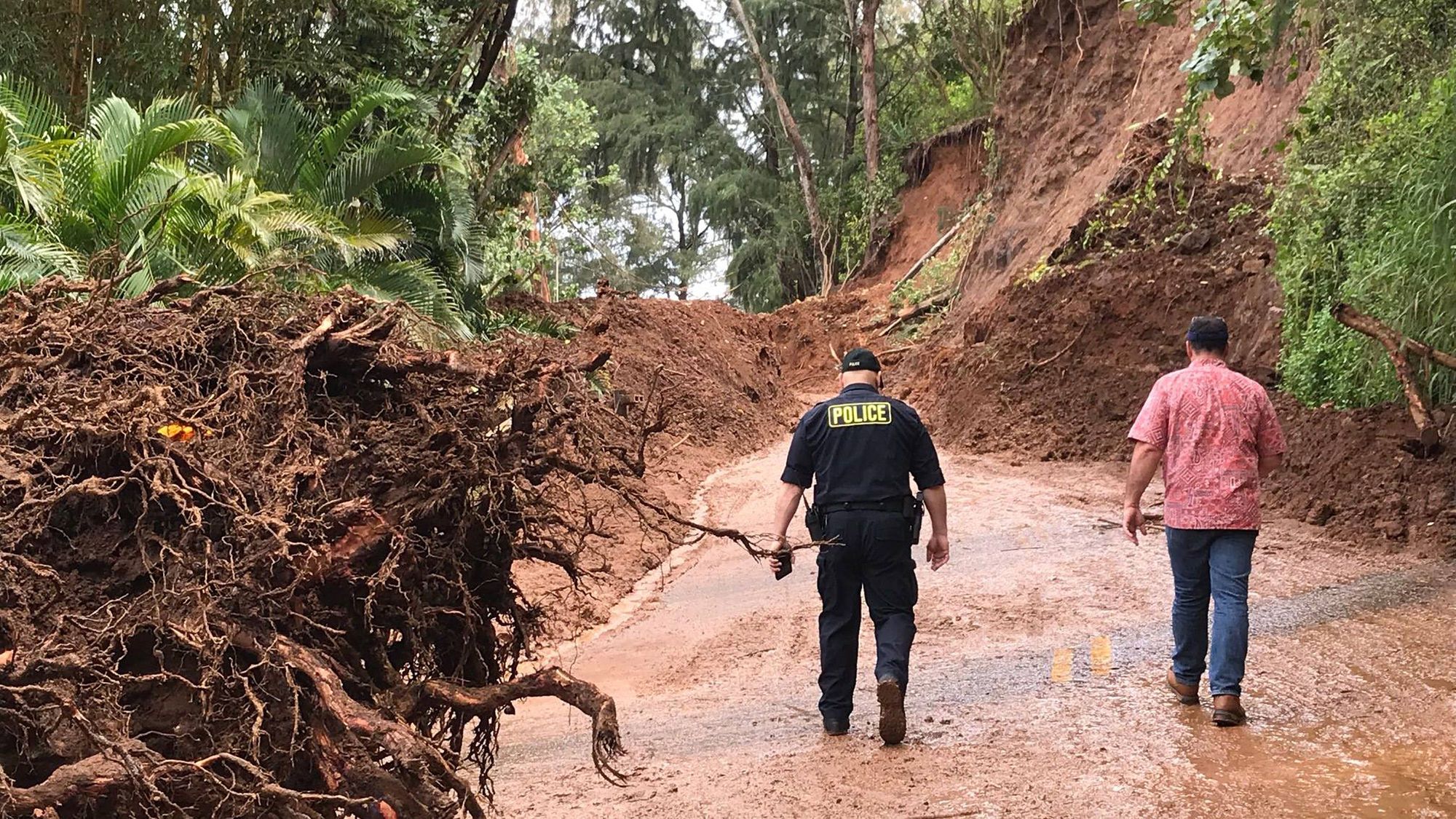 A team from Kauai County, including Mayor Bernard Carvalho Jr. (not pictured), surveyed the damage to the north shore of the island on Thursday, April 19.