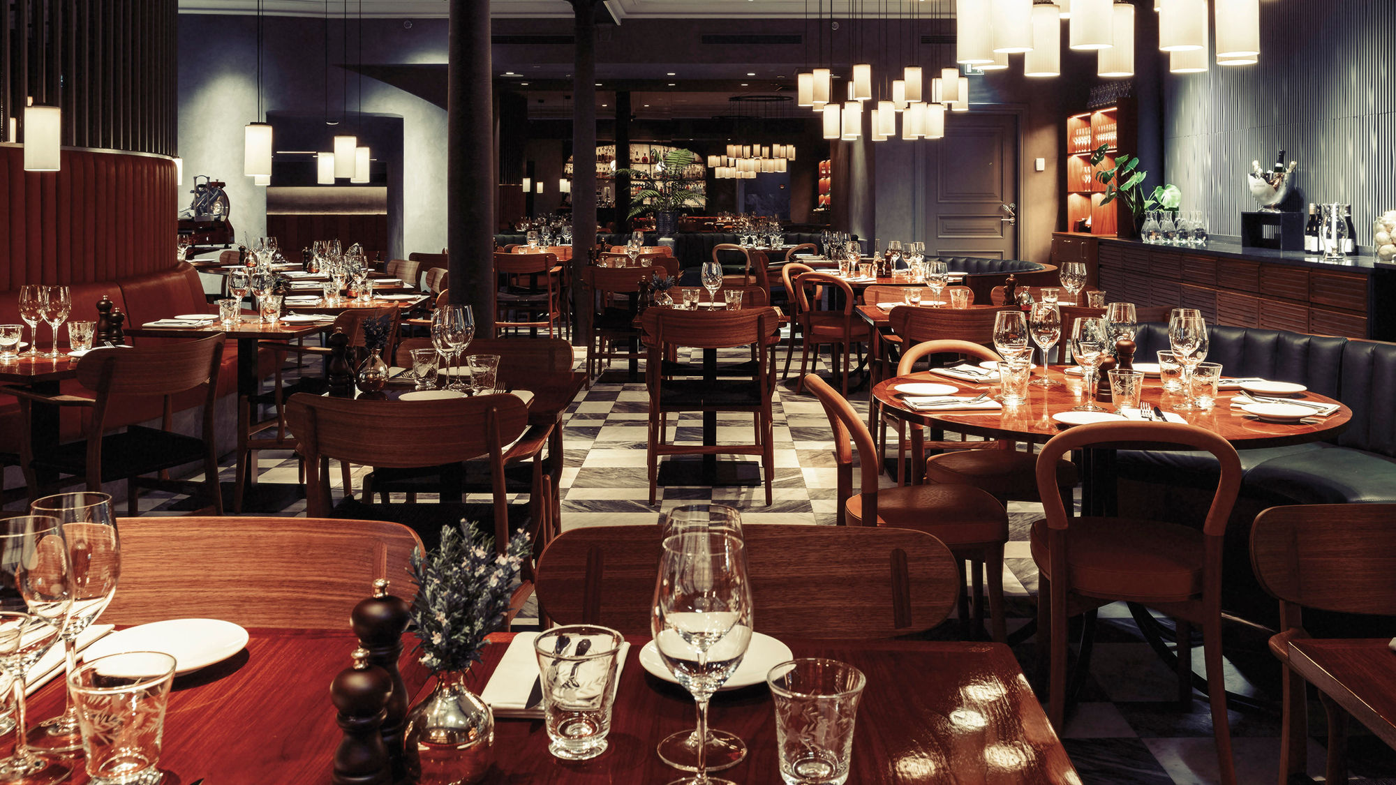 The dining room of Noi, the new dining venue at the Nobis Hotel Stockholm.