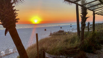 A Panama City Beach sunset as seen from Schooners' open-air dining room