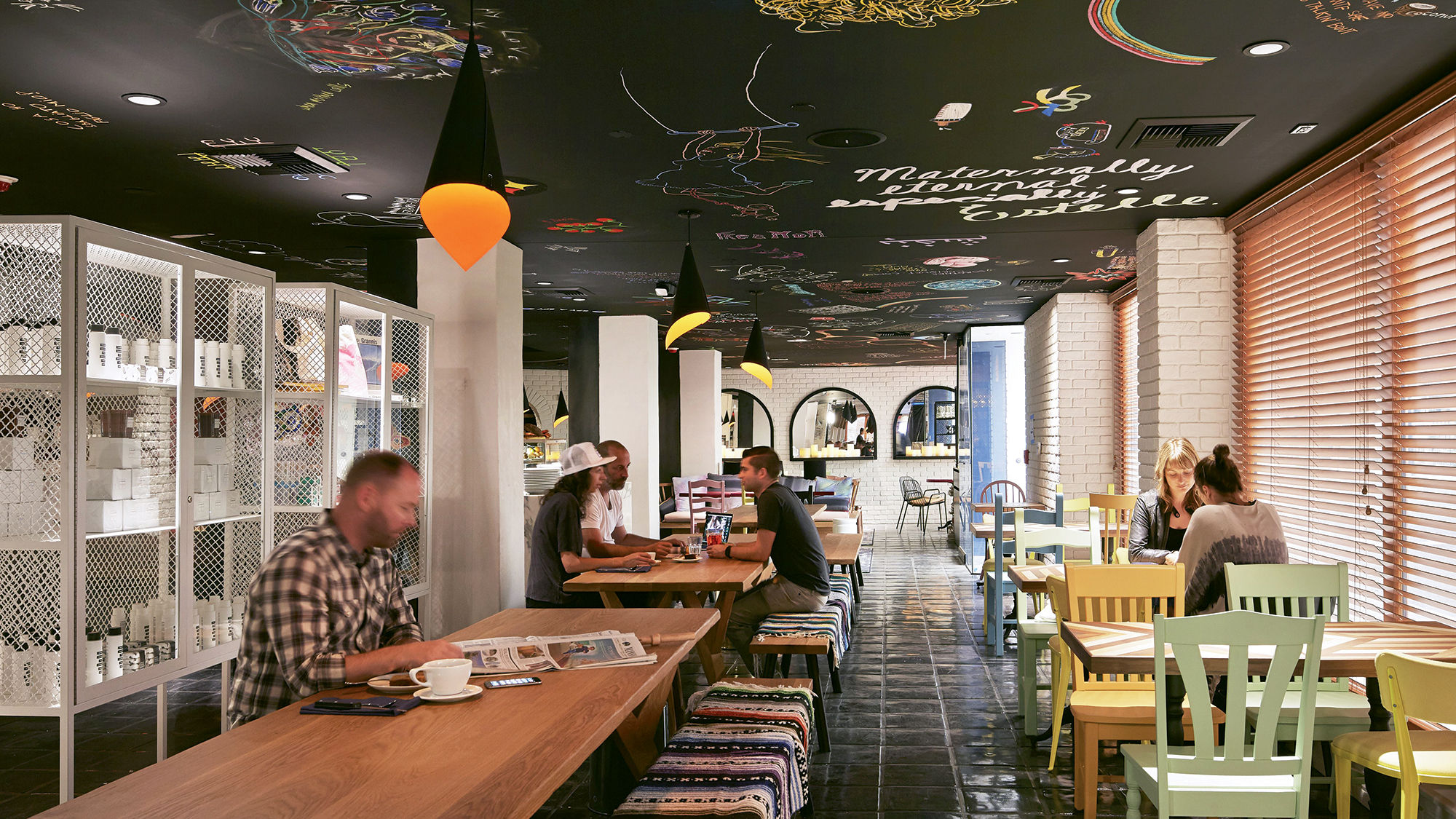 Mama Shelter generates most of its revenue from food and beverage operations. Pictured, the restaurant at its Los Angeles hotel.
