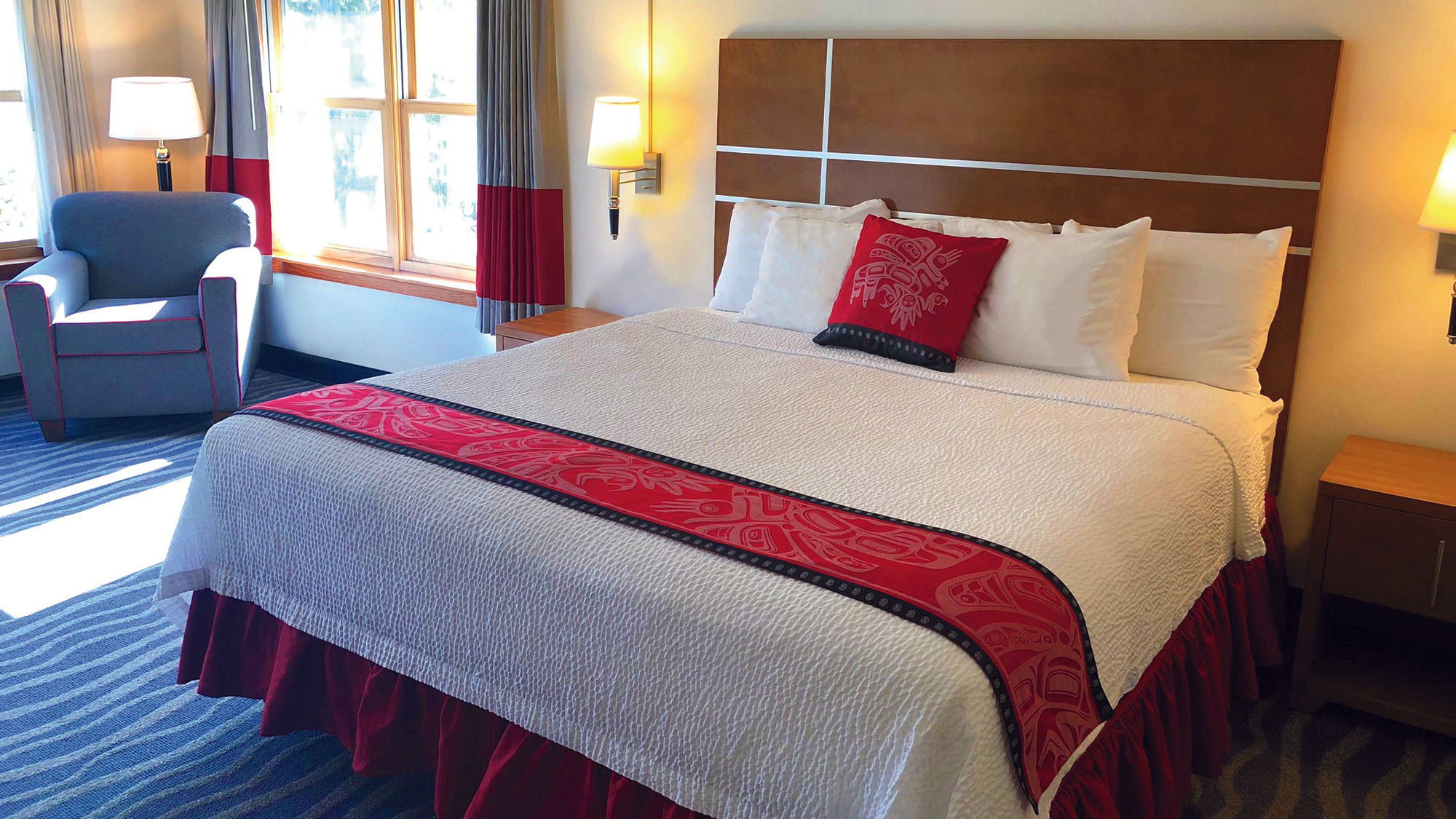 An updated guestroom at Cape Fox Lodge.