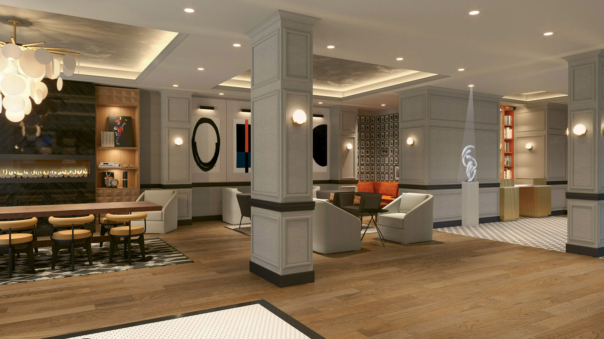 The revamped lobby at the Claridge House.