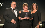 Sandy Cleary, founder and CEO of CruCon Cruise Outlet, was also given a lifetime achievement award from CLIA. With CLIA's Charles Sylvia and Dondra Ritzenthaler of Celebrity Cruises.