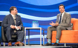 MSC Cruises USA senior vice president of sales Joe Jiffo, right, with JAmes Ferrara, president of InteleTravel, during the ''Sales and Marketing Leaders Take the 'Hot Seat''' session.
