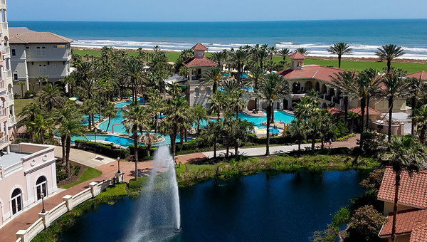 Exterior view of Hammock Beach Resort from the beachfront golf course. Exterior view of Hammock Beach Resort from the beachfront golf course.