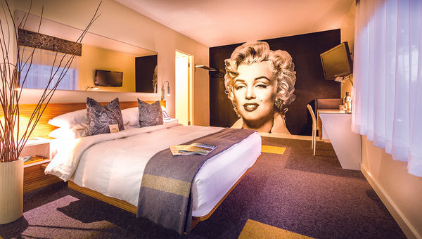 A guestroom at the Jupiter. A guestroom at the Jupiter.