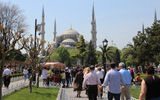 A parkside view of the Hagia Sophia.