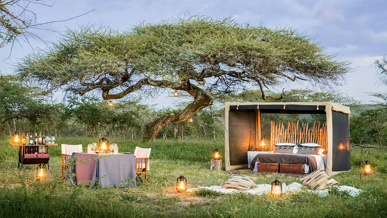 Mwiba Lodge recently introduced an experience where travelers can spend a night under the stars in a luxurious, temporary “fly camp” set up on an escarpment of the Great Rift Valley.