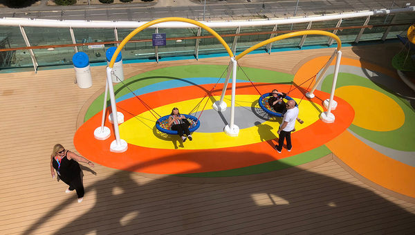 New swing chairs on the Independence of the Seas were part of a $110 million overhaul.