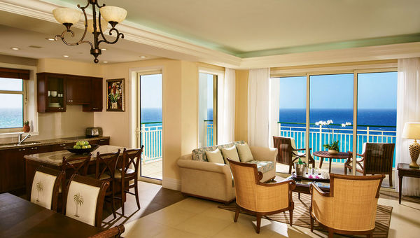 An oceanfront three-bedroom suite at the 217-suite resort. An oceanfront three-bedroom suite at the 217-suite resort.