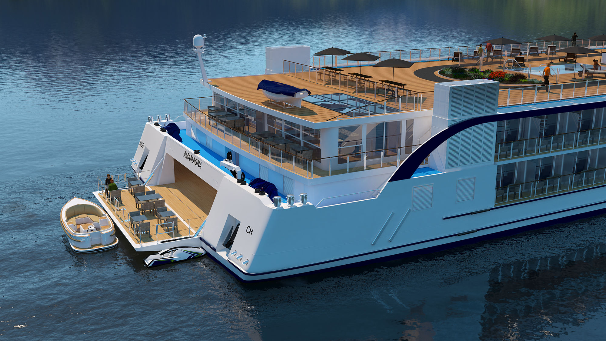 Launching next May, the AmaMagna will be 72 feet wide, almost twice the width of AmaWaterways' existing river cruise ships.
