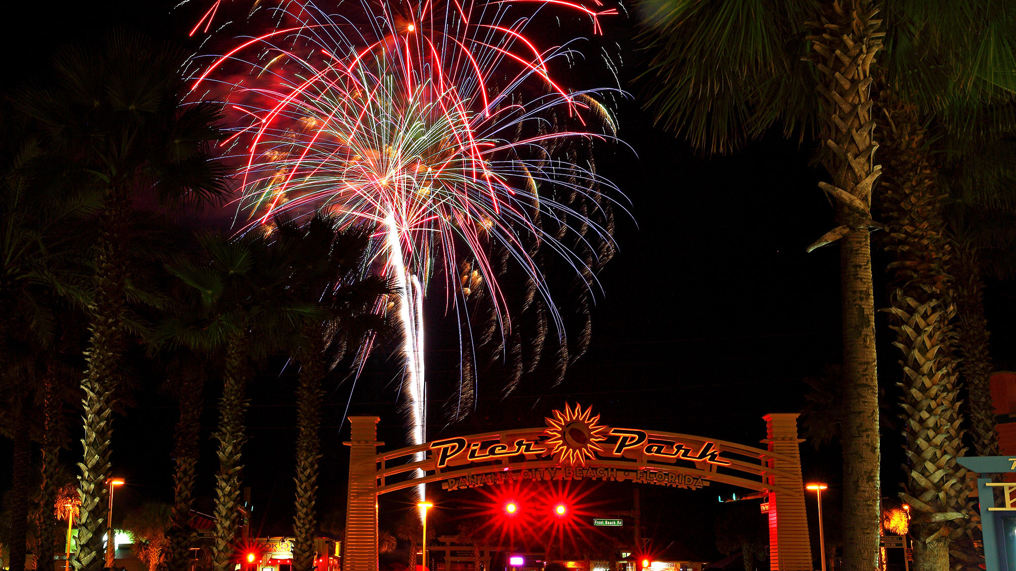 Fourth of July fireworks above Pier Park in Panama City Beach.