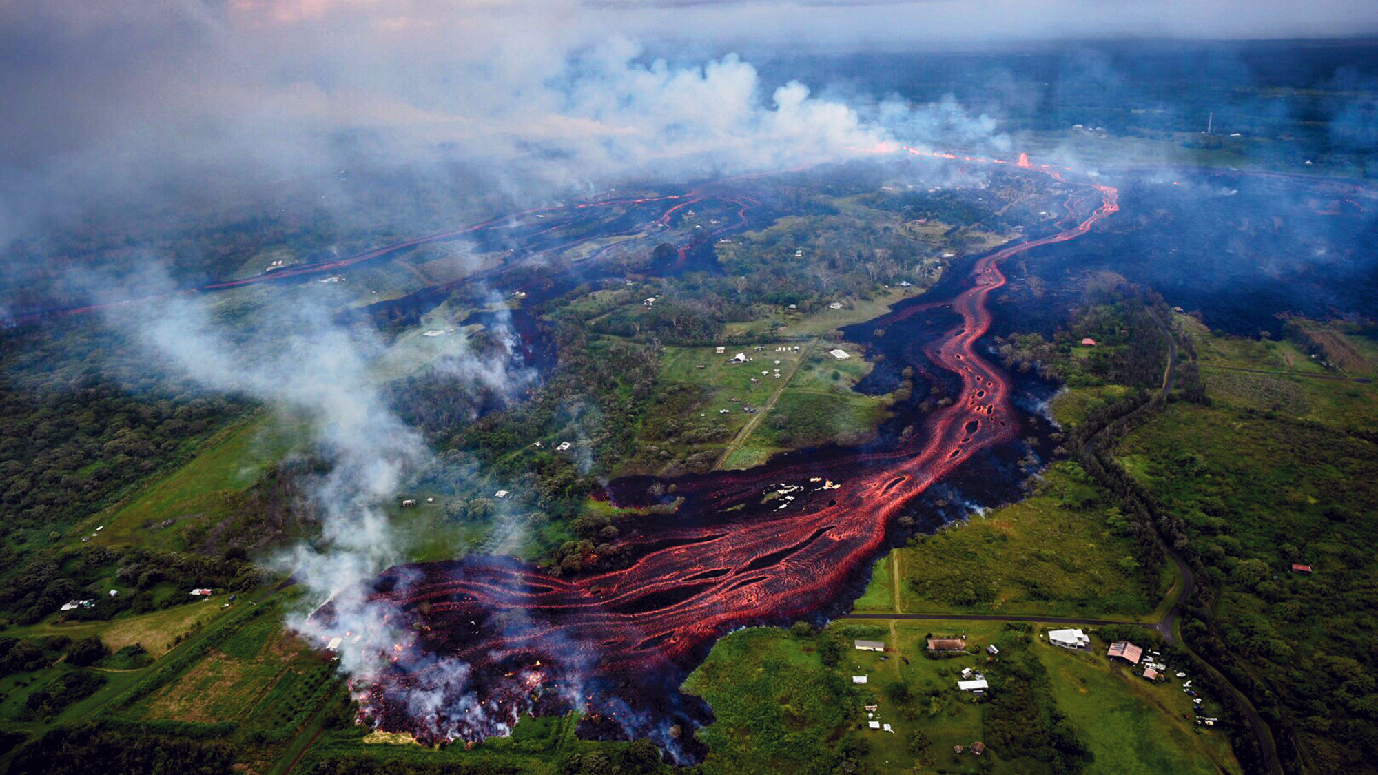 Helicopter overflight of Kīlauea Volcano's lower East Rift zone on May 19.