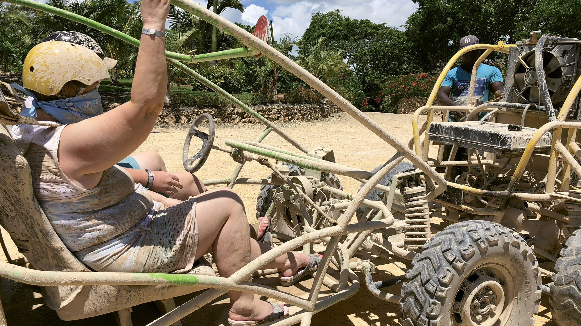 Adventure Boogies’ two-seater dune buggies in formation during a tour in Punta Cana.