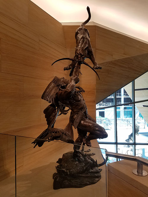 "The Hunter Becomes the Hunted," sculpture in bronze by Vic Payne, in the entryway of the James Museum of Western and Wildlife Art in St. Petersburg. "The Hunter Becomes the Hunted," sculpture in bronze by Vic Payne, in the entryway of the James Museum of Western and Wildlife Art in St. Petersburg.