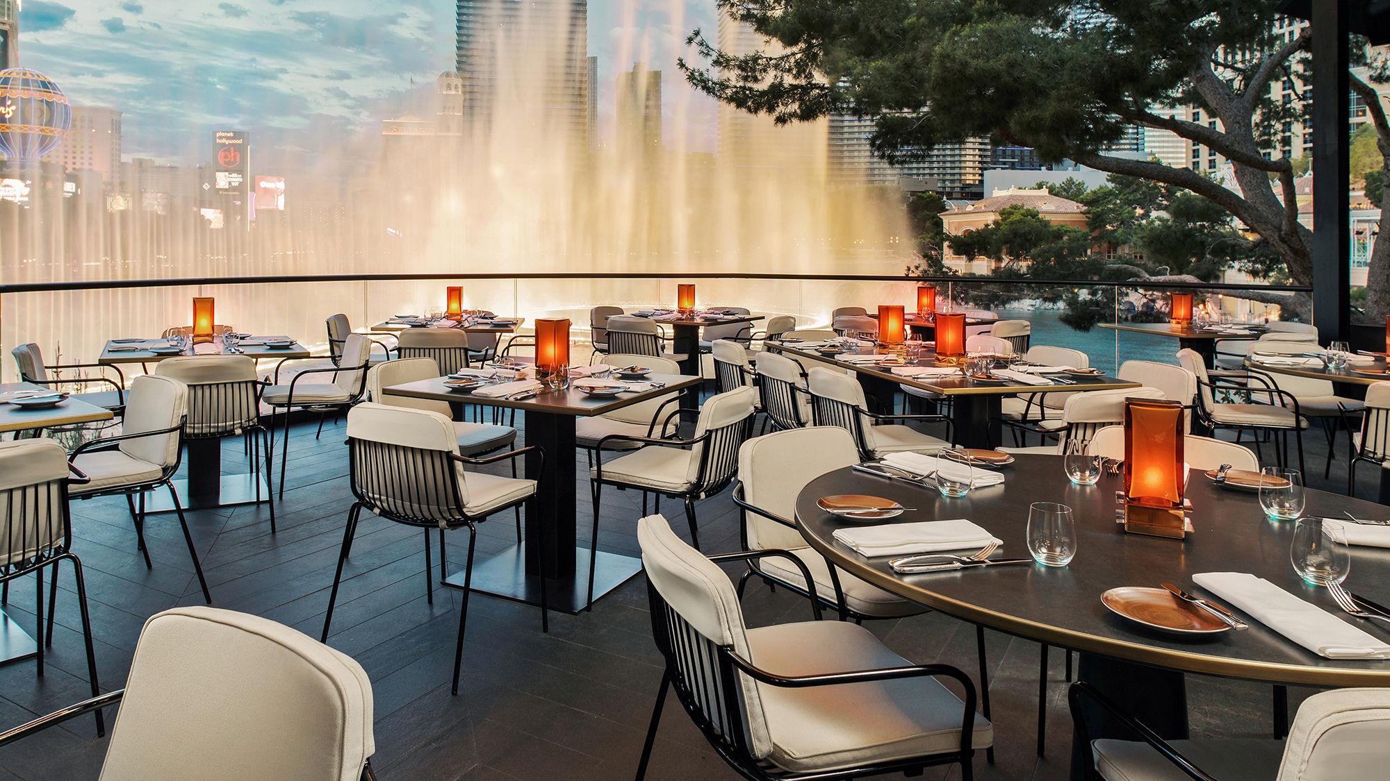 Wolfgang Puck's Spago has reopened on the Strip in prime real estate overlooking the Bellagio fountains.
