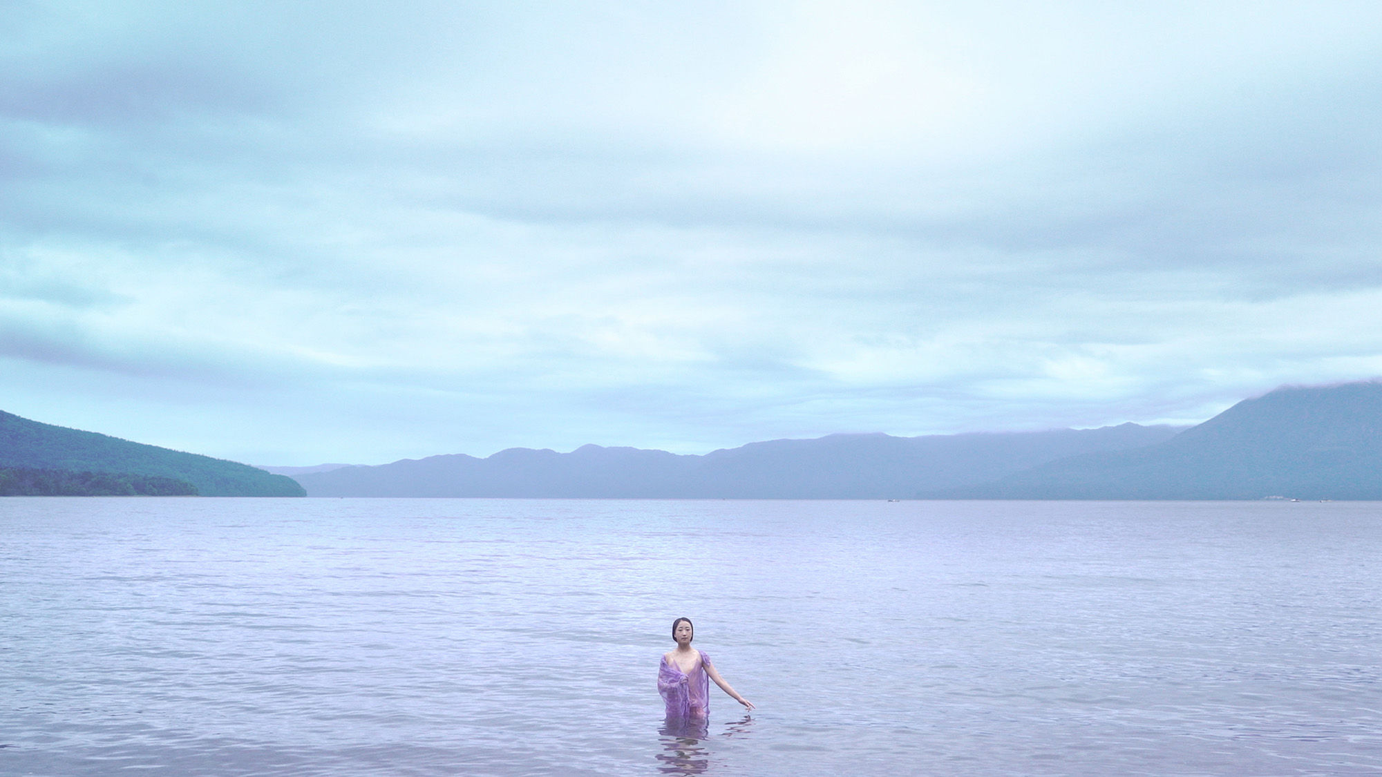 A still from the film "Across the Water" by Nao Yoshigai, part of the "Primal Water" exhibit at the Bellagio Gallery of Fine Art.