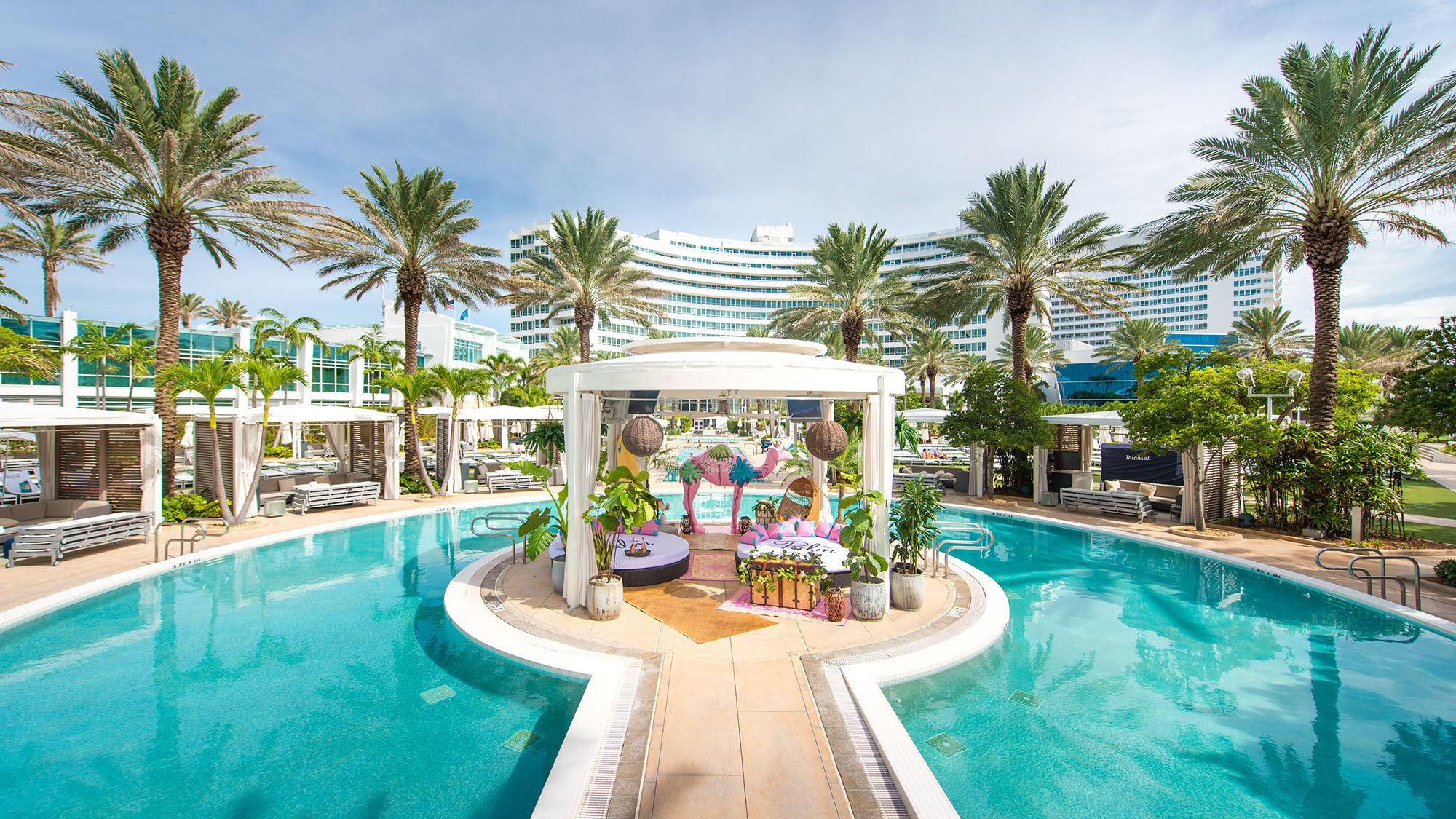 The Rose Oasis Cabana at the Fontainebleau Miami Beach.