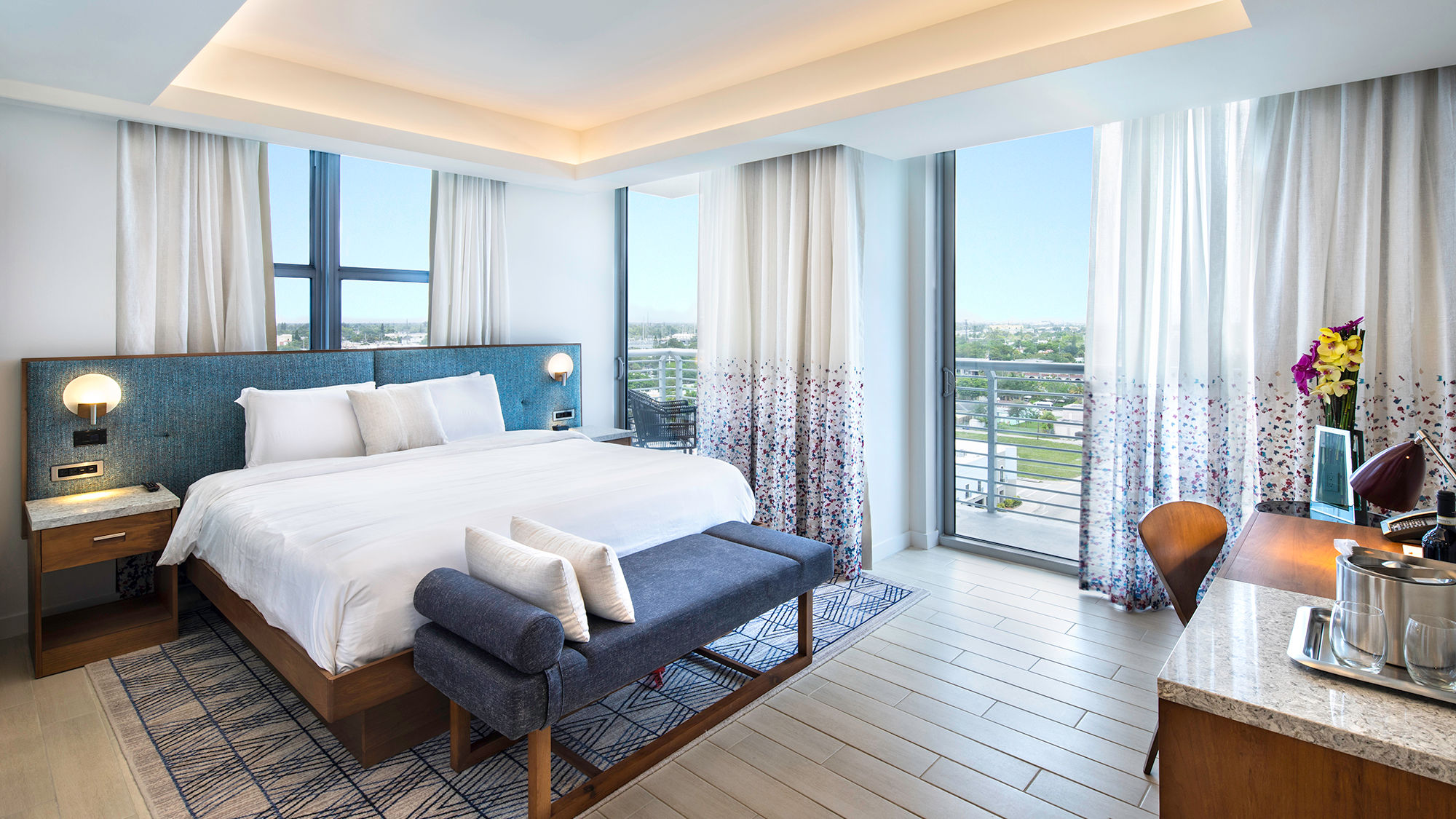 A guestroom at the Circ Hotel in Hollywood, Fla.