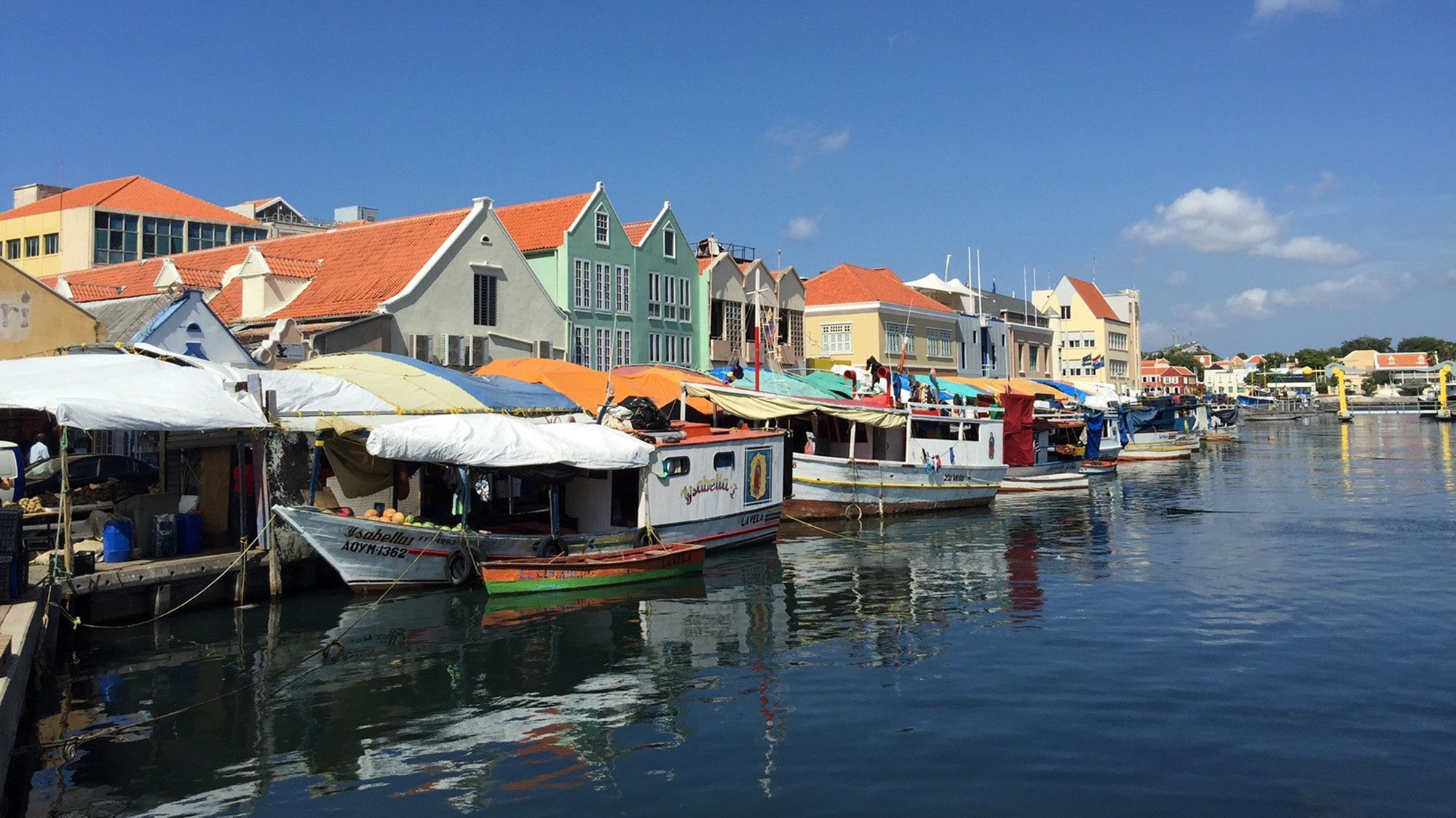 Fishing boats docked in Willemstad.