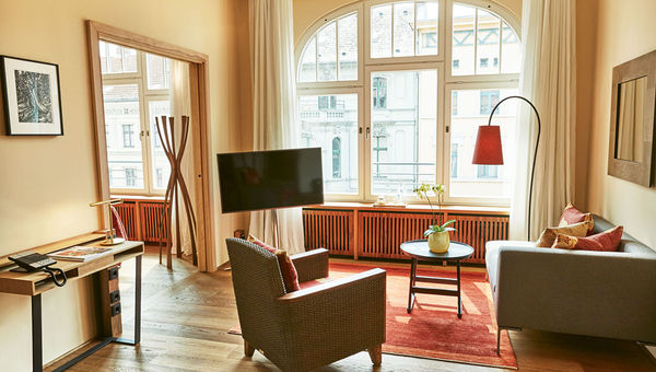 The 41-room Orania.Berlin is located in the colorful Kreuzberg neighborhood. Pictured, an Orania.45 living room; the 45 refers to the room’s size in square meters. The 41-room Orania.Berlin is located in the colorful Kreuzberg neighborhood. Pictured, an Orania.45 living room; the 45 refers to the room’s size in square meters.