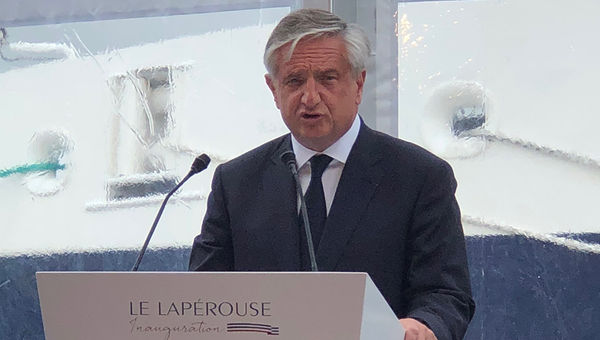Ponant CEO Jean Emmanuel Sauvee at the christening of Le Laperouse in Reykjavik.