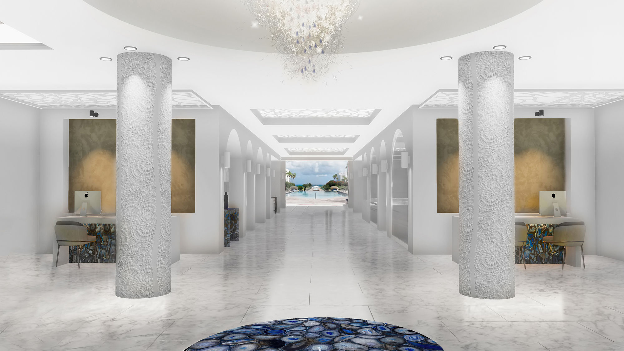 Rendering of the entry at Anguilla’s CuisinArt Golf Resort & Spa, which plans to reopens Nov. 1.