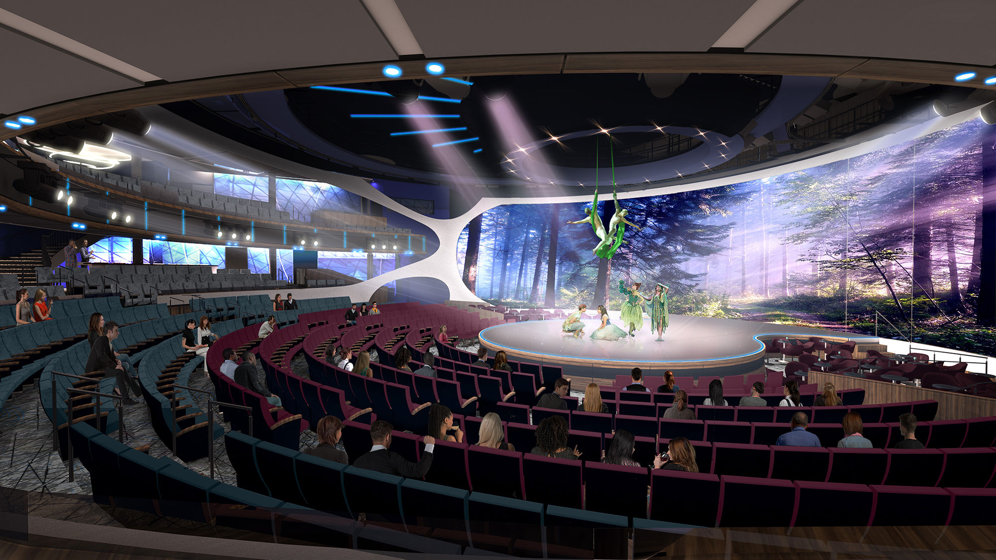 The Celebrity Edge's theater will extensively use moving platforms and video projection mapping.